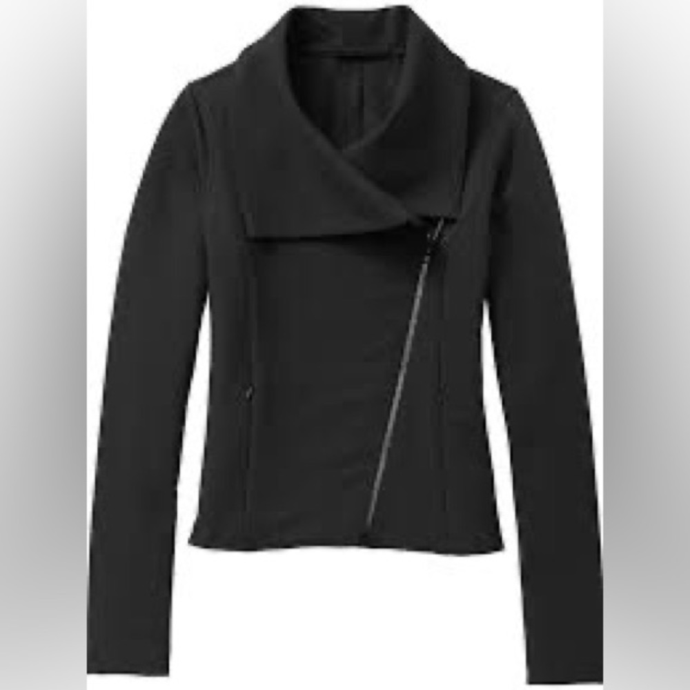 Athleta Black Mesh Back Stretch Moto Jacket
